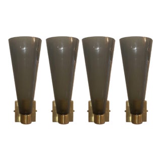 Set of Four Gray Murano Glass Impero Sconces, Italy, 1980's. For Sale