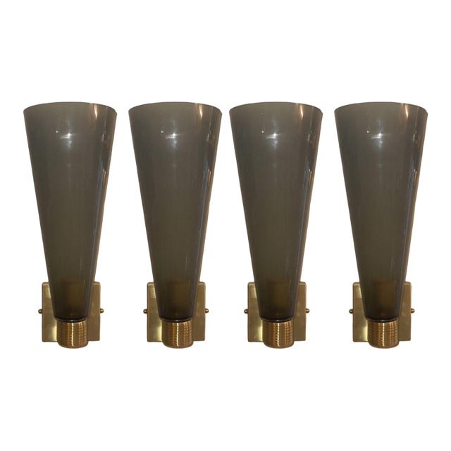 Set of Four Gray Murano Glass Impero Sconces, Italy, 1980's. For Sale