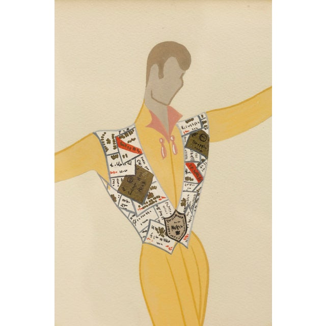 Late 20th Century Erte (Romain De Tirtoff 1892-1990)Untitled Gouache, Signed Art Deco Illustration For Sale - Image 5 of 5
