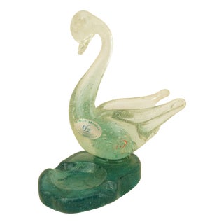 20th Century Murano Glass Swan Sculpture Ashtray by Ermanno Toso for Pulegoso, Italy, 1920s For Sale