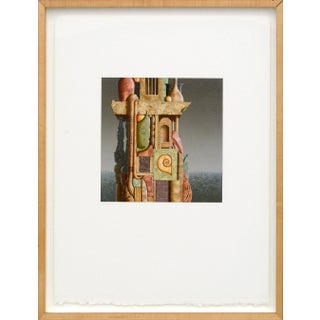 Clayton Anderson "Fragment Under Grey Sky" Visionary Surrealist Oil on Paper Circa 1979 For Sale