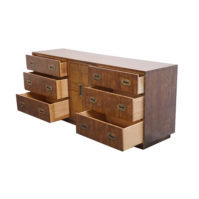 Wood Dixie Furniture Solid Walnut Campaign Style 70" Triple Door Dresser 545-235 For Sale - Image 7 of 18
