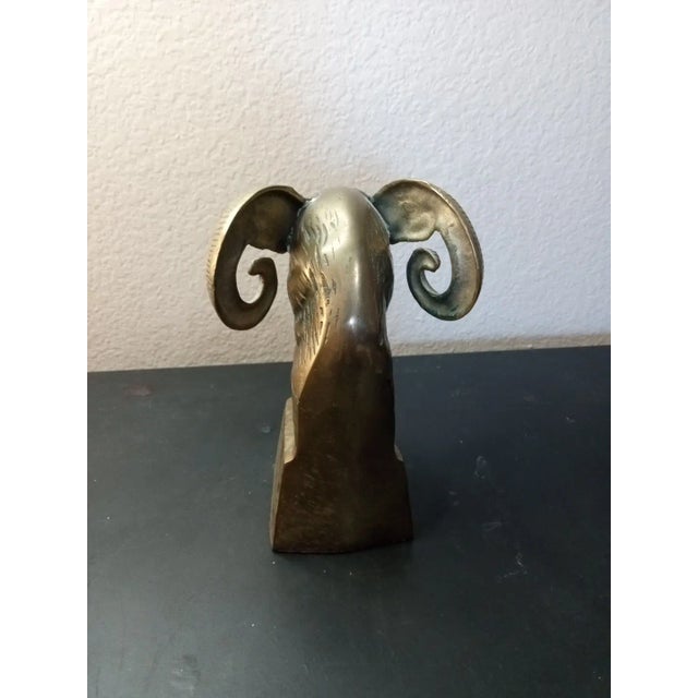 1970s Solid Brass Ram Head Single Bookend For Sale - Image 4 of 6
