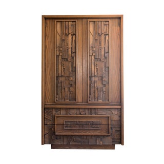 Paul Evans Mid Century Brutalist Dresser Armoire For Sale