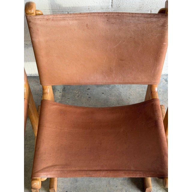 Saddle Brown Leather Dining Chairs Set of 4 Mid-Century Modern 1970s For Sale - Image 9 of 14