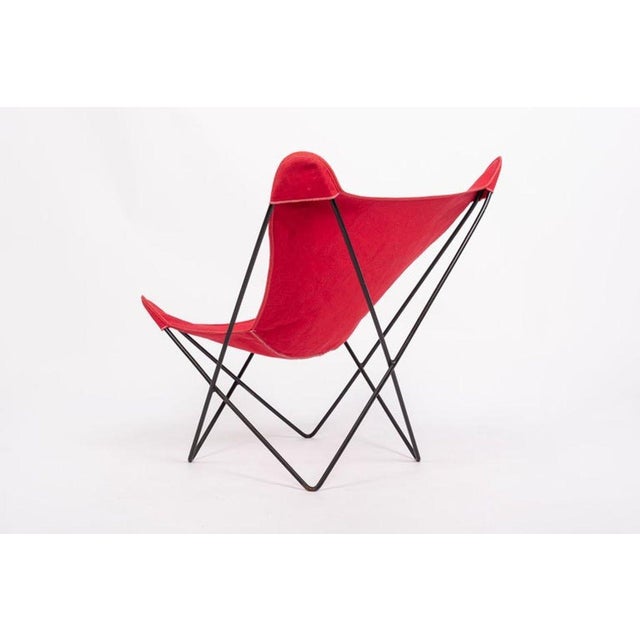 Red Vintage Mid Century Red Butterfly Canvas and Metal Chair by Knoll, 1970s For Sale - Image 8 of 10