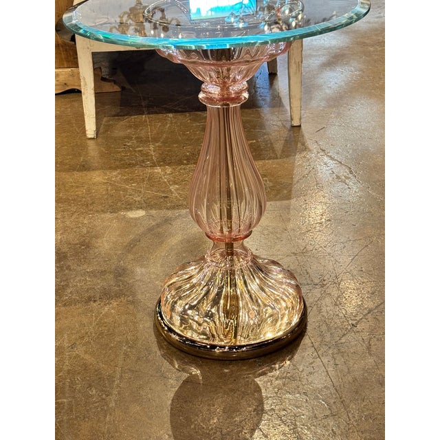 Pair of Murano Pink Glass Side Tables For Sale In Dallas - Image 6 of 6