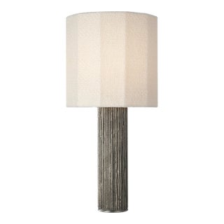 Anne-Marie Barton by Visual Comfort Signature Fumar 29" Table Lamp in Ridged Graphite with Bouclé Shade For Sale