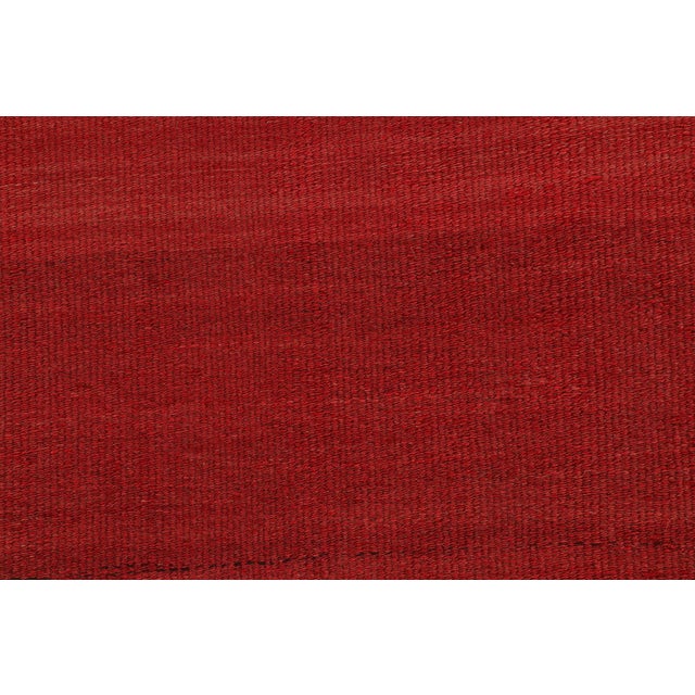 Textile Vintage Kilim With Red Open Field and Geometric Border, From Rug & Kilim For Sale - Image 7 of 7