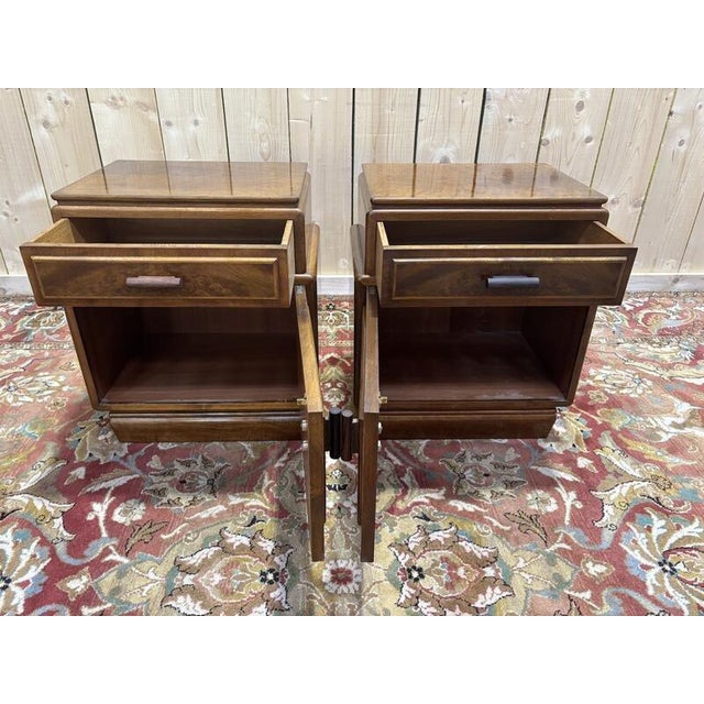 Brown Art Deco Bedside Tables, Set of 2 For Sale - Image 8 of 9