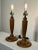 A classic traditional to neoclassical style shape and satin caramel fruitwood color finish compliment this pair of table...