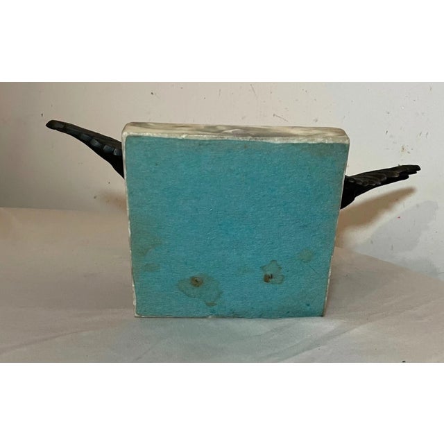 Antique Solid Bronze Marble Open Winged American Bald Eagle Statue Sculpture For Sale - Image 11 of 13