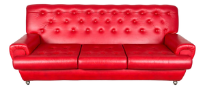 Vintage Three-Seater Sofa in Red Leather
