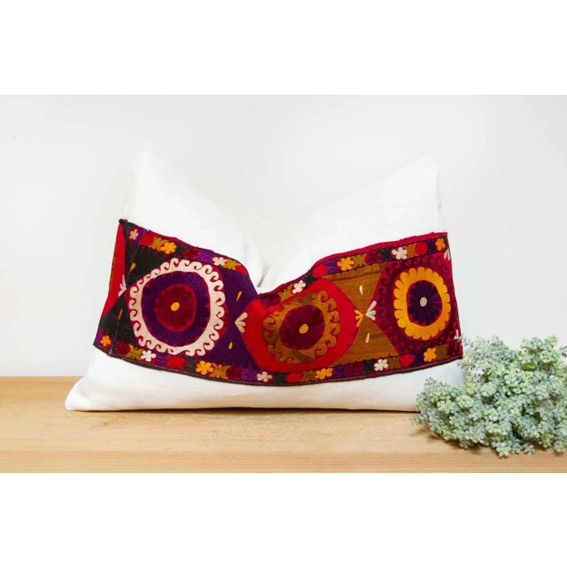 Linen Jana Antique Uzbek Suzani Linen Pillow For Sale - Image 8 of 8