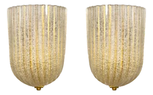 Italian Murano Wall Lamps from Barovier & Toso, 1970s, Set of 2