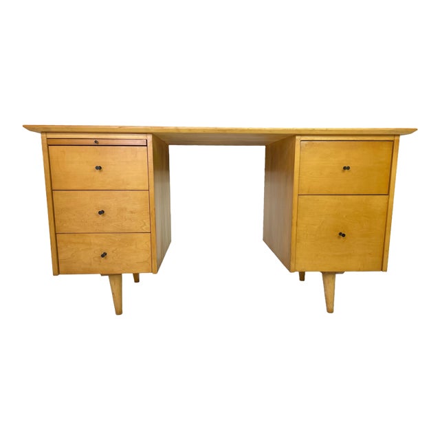 Attributed to Paul McCobb for Planner Group Maple Double Pedestal Desk, 1950s For Sale