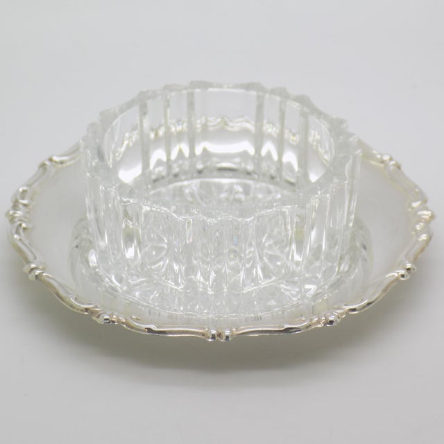 Vintage Italian Handmade Genuine Silver & Glass Salt / Pepper Cellar Table Decor For Sale - Image 6 of 12