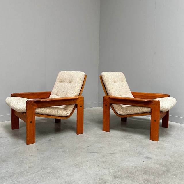 Mid-Century Modern Vintage Teak Lounge Chairs from EMC Møbler, Denmark, 1970s, Set of 2 For Sale - Image 3 of 13