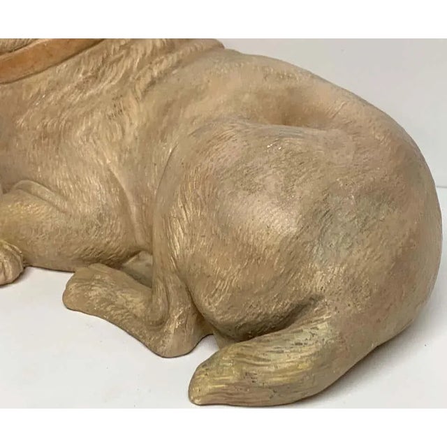 Ceramic Late 19th Century Antique English Terracotta Recumbent Pug Dog For Sale - Image 7 of 10