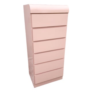 Postmodern Pink Gloss Laminate Waterfall Highboy/Lingerie Armoire For Sale
