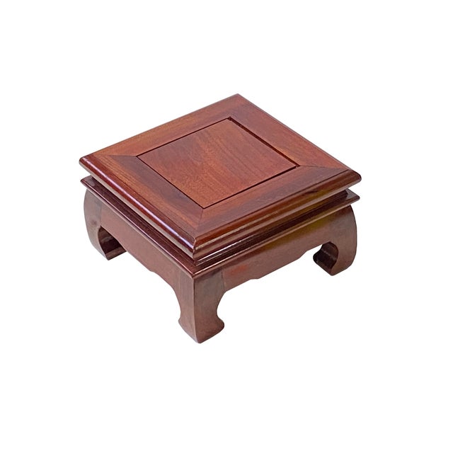 7.25" Light Brown Curve Legs Square Wood Display Stand Riser For Sale - Image 4 of 5