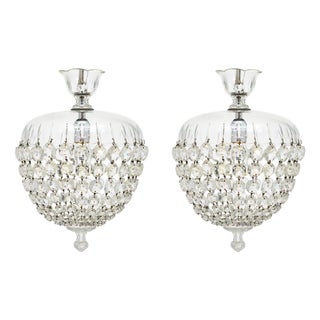 Antique French Baccarat Crystal Pendant Chandelier - a Pair For Sale