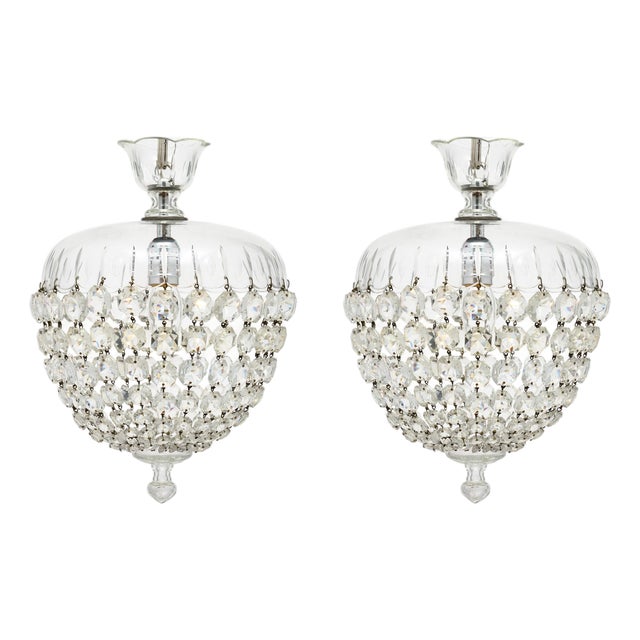 Antique French Baccarat Crystal Pendant Chandelier - a Pair For Sale