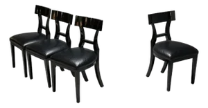 Niedermaier, Ebonized Wood, Leather, Klismos Dining Chairs, Usa, 21st C.