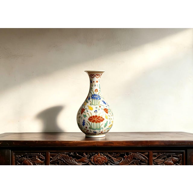 Art Deco Chinese Ceramic Vase,Chenghua Marked Gold Drawing Famille Verte Porcelain Vase Hand Painted Lotus Flowers and Fishes Pattern For Sale - Image 3 of 11