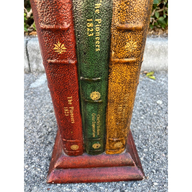 Faux Book Pedestal Plant Stand For Sale - Image 9 of 10