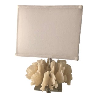Coastal Design Faux Shell Lamp With Custom Shade and Acrylic Base For Sale
