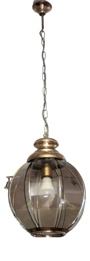 Mid-Century Modern Italian Brass Pendant Light with Smoked Glass, 1970s