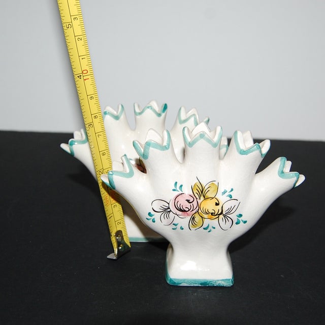 1990s Vintage Elba Alcobaca Portugal Finger Scalloped Bud Vases-Set of 2 For Sale - Image 5 of 5