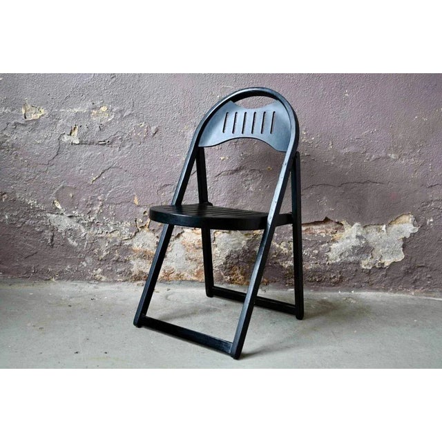 Contemporary Tric Folding Chair in Black Wood by Achille Castiglioni, 1970s For Sale - Image 3 of 10