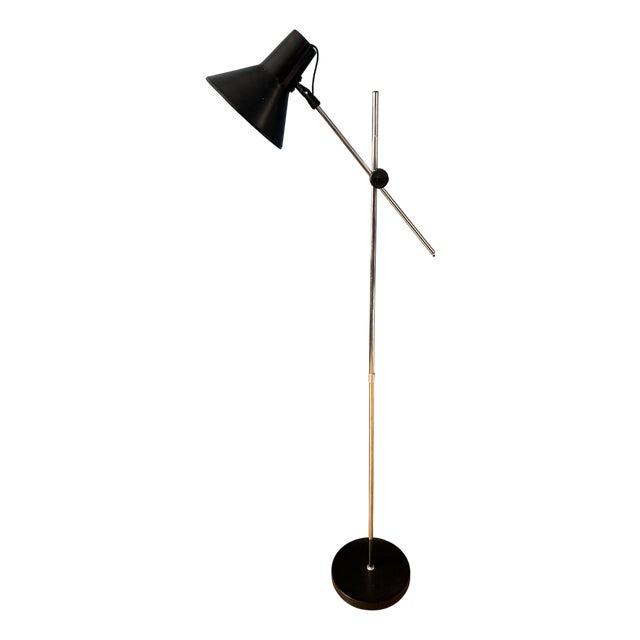 Vintage Adjustable Black Floor Lamp in style of Hoogervorst For Sale