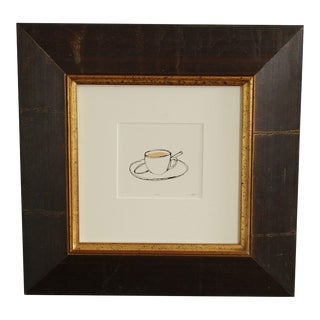 Teacup Pen and Ink Drawing, Custom Framed For Sale