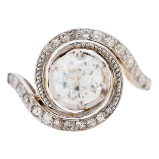 Circa 1900 Belle Époque Ring - Tourbillon Design With Old-Cut Diamonds 18k Gold For Sale