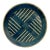 Vintage Studio Art Pottery Blue Geometric Striped Stoneware Platter 12" Signed For Sale