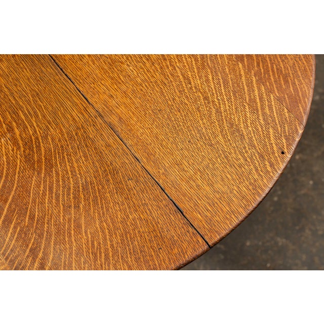 Wood Antique Quarter Sawn Round Oak and Cast Metal Café Table For Sale - Image 7 of 10