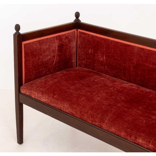 Early 20th Century Louis XVI Style Velvet Upholstered Mahogany Sofa For Sale - Image 5 of 8