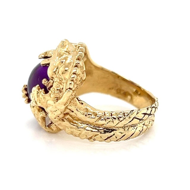 Late 20th Century Amethyst 14k Yellow Gold Dragon Ring - Size 3 For Sale - Image 5 of 6