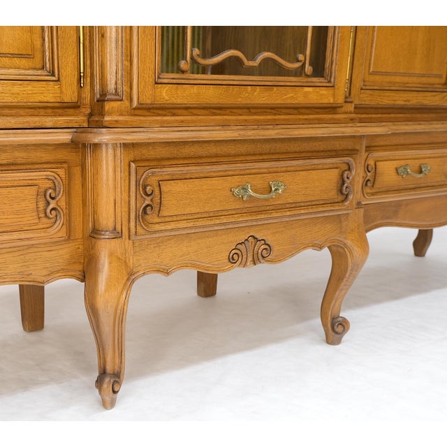 Carved Oak Oversize 5 Doors Long Credenza Cabinet Sideboard w/ Shelves Drawer For Sale - Image 6 of 17