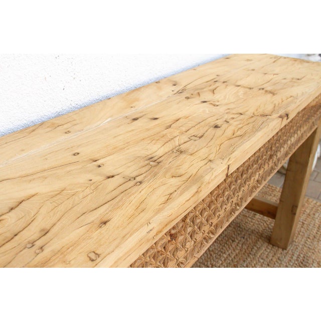 Contemporary Antique Rajasthani Carved Beam Console Table For Sale - Image 3 of 11
