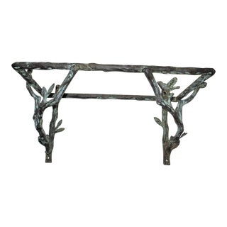 1940s Vintage French Country Cast Iron Birds & Leaves Design Garden Shelf For Sale
