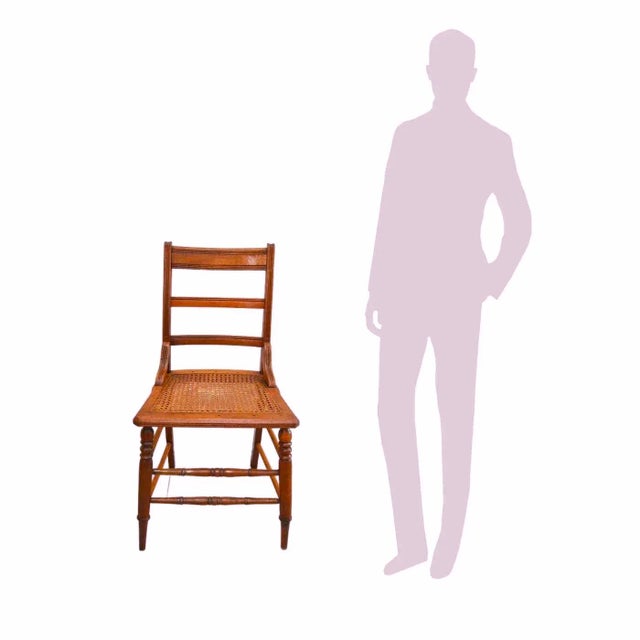 Chestnut Antique American Classical Walnut Wood Chairs W/ Caned Seats Set of 3 For Sale - Image 8 of 12