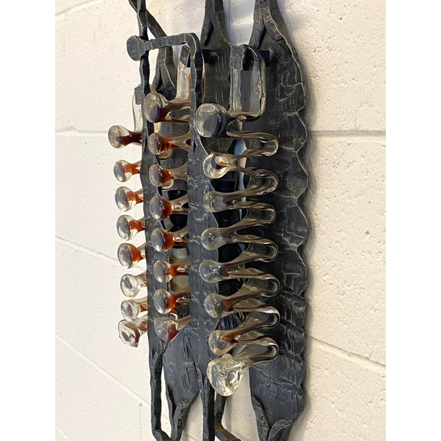 Brutalist Aplique in Wrought Iron and Glass, 1960s For Sale - Image 6 of 18