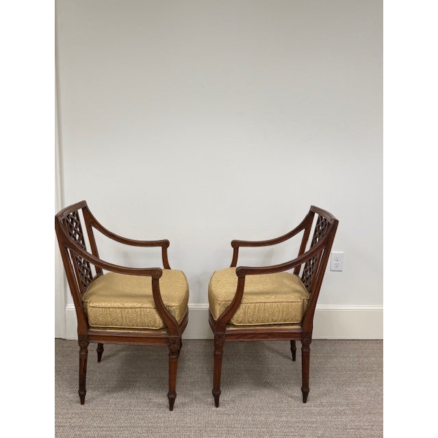 Wood Pair of Antique Regency Style Armchairs With Trellis Back For Sale - Image 7 of 8