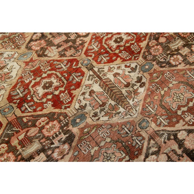 1910s Persian Bakhtiari Rust Wool Rug With Allover Floral Pattern From the 1910s For Sale - Image 5 of 8