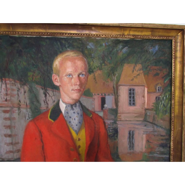 An important self portrait of the artist Pierre Deval, (1897-1993) as a young romantic landowner in the 1920s posing in...