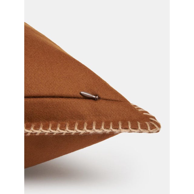 Contemporary Wool Cushion with Saddle Stitch Edge by Villa Como For Sale - Image 3 of 4